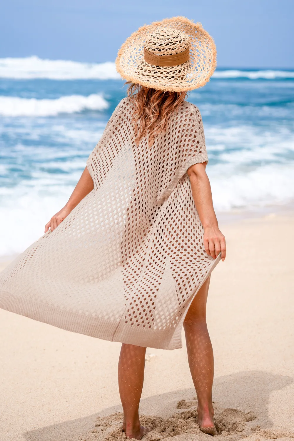 California Sands Beige Cover-Up Kimono