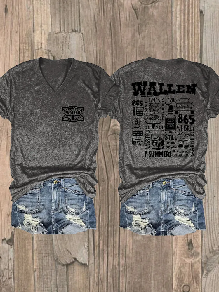 Women'S Wallen 2025 V-Neck T-Shirt