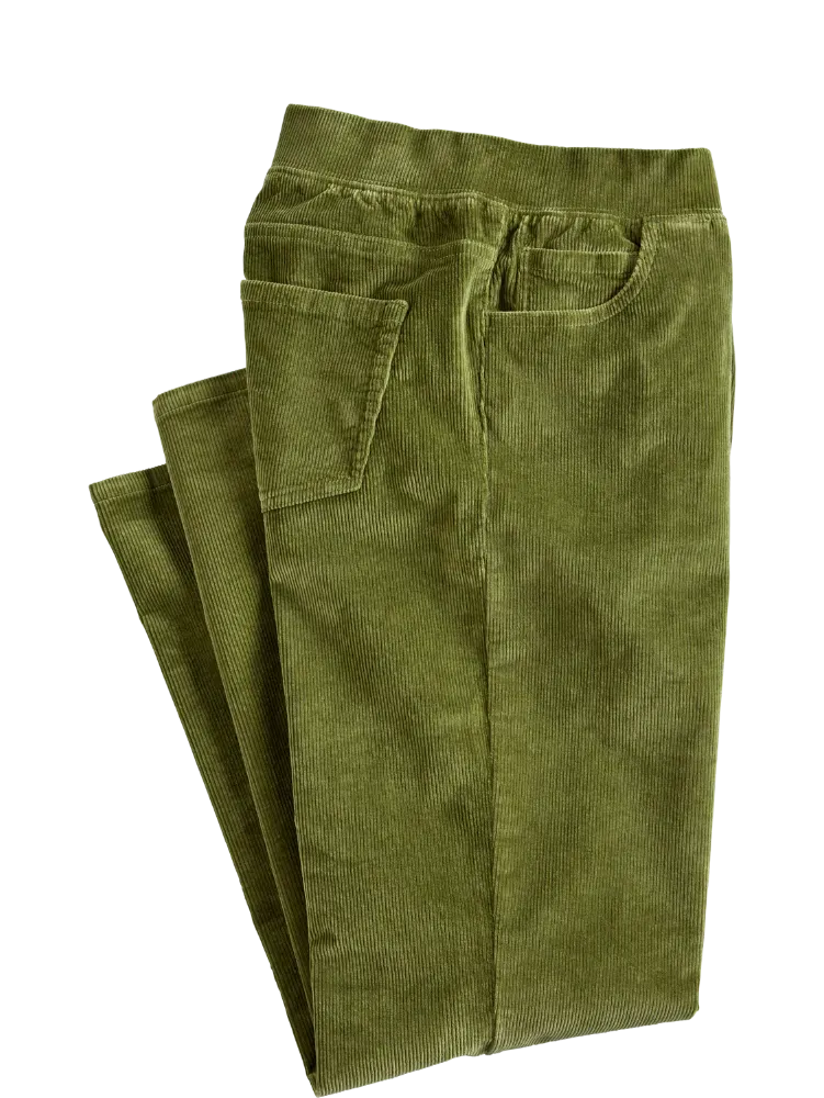 Women's Elastic-Waist Cotton Corduroy Pants