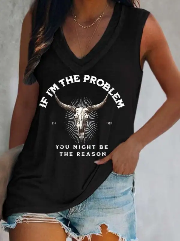 Women's I'M The Problem Western Country Music Print Casual Vest