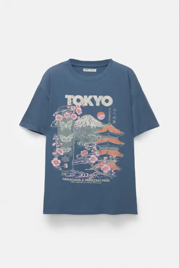 Camiseta azul gráfico Tokyo