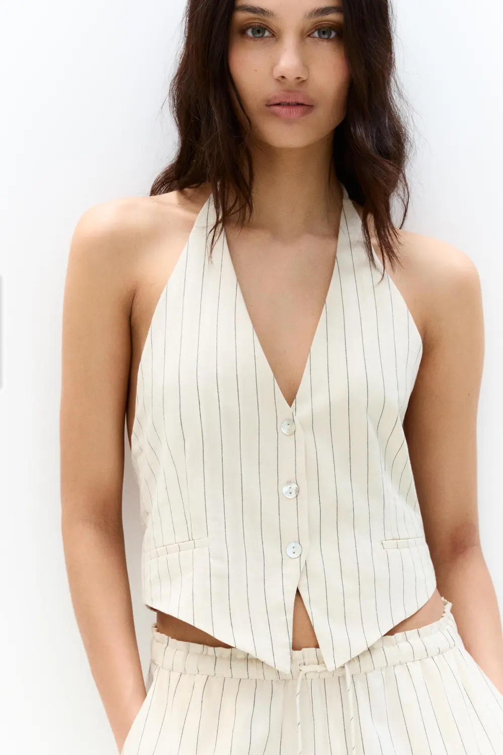Striped vest with open back