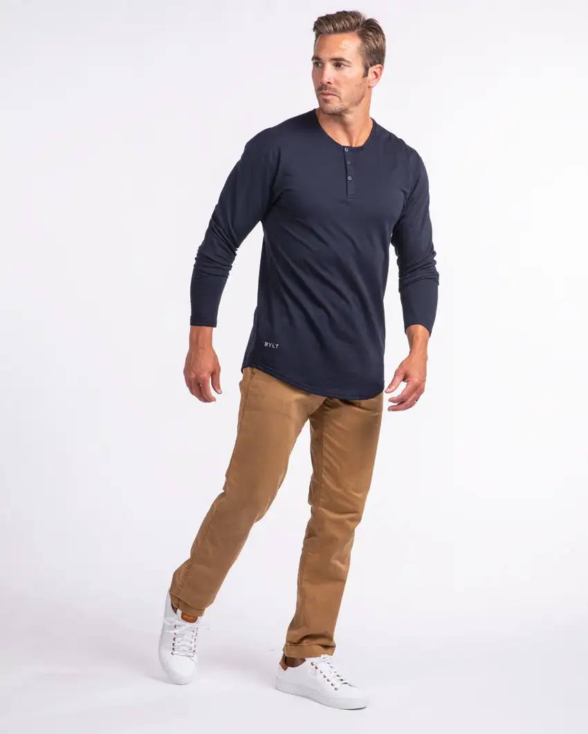 Henley Drop-Cut Long Sleeve: Lux