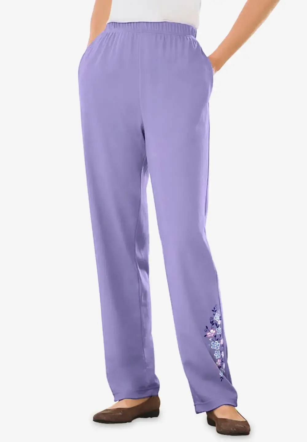 7-Day Embroidery Straight-Leg Pant