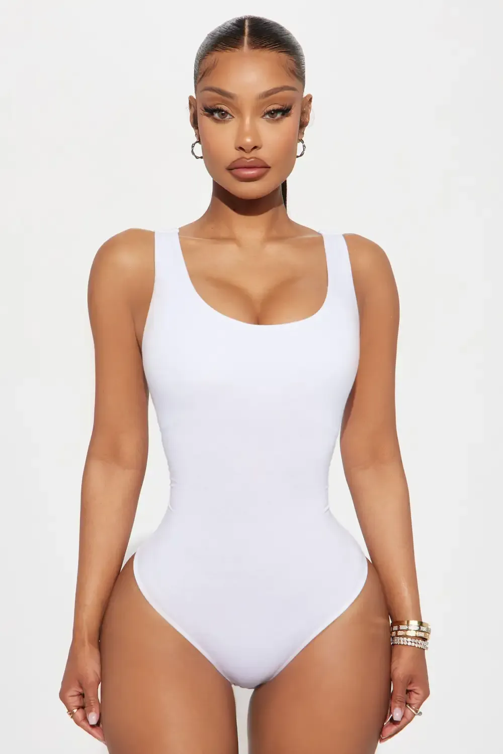 Jenna Double Lined Jersey Bodysuit - White