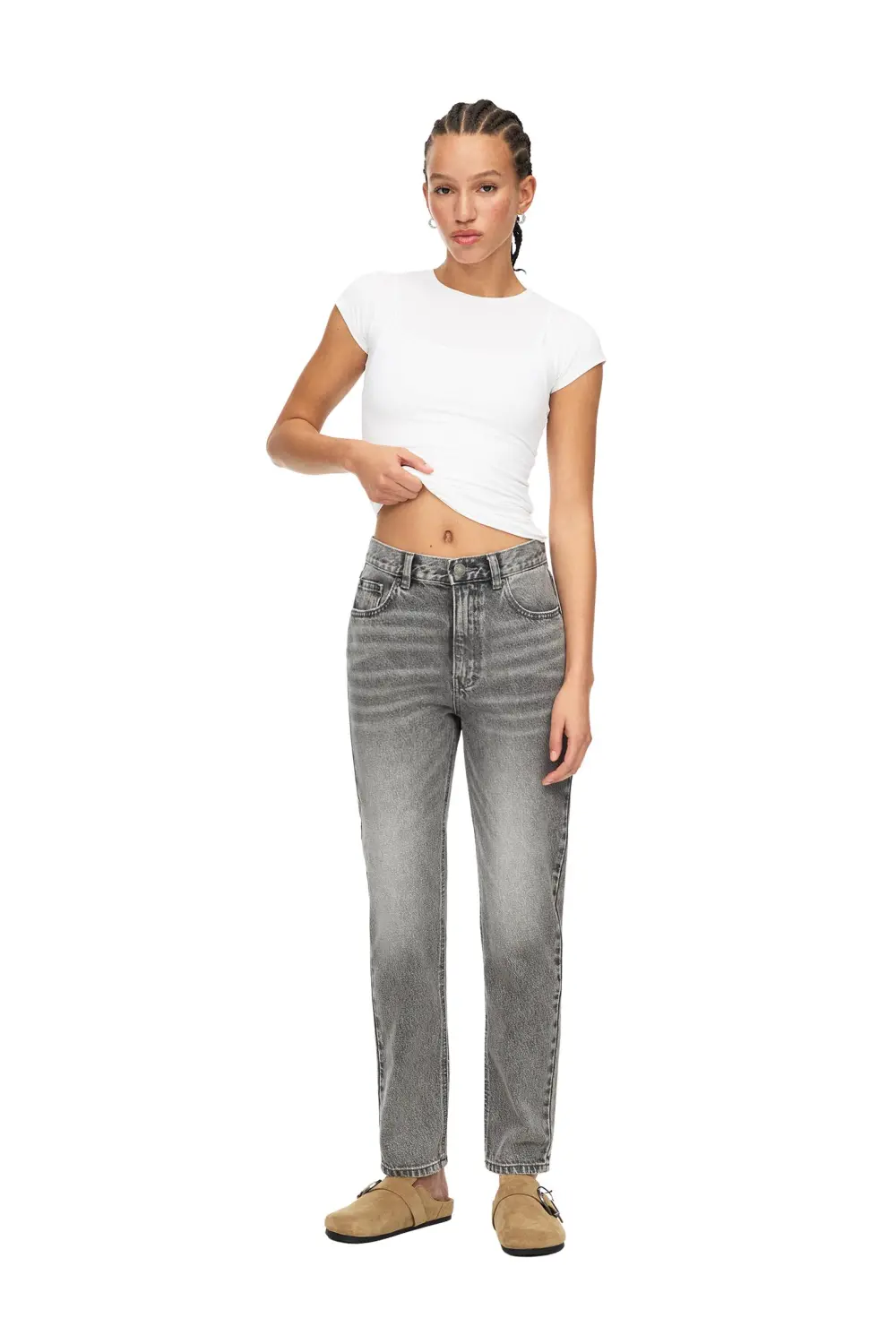 Jeans mom tiro alto