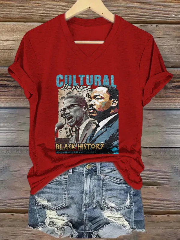 Women'S Cultural V-Neck Short-Sleeved T-Shirt