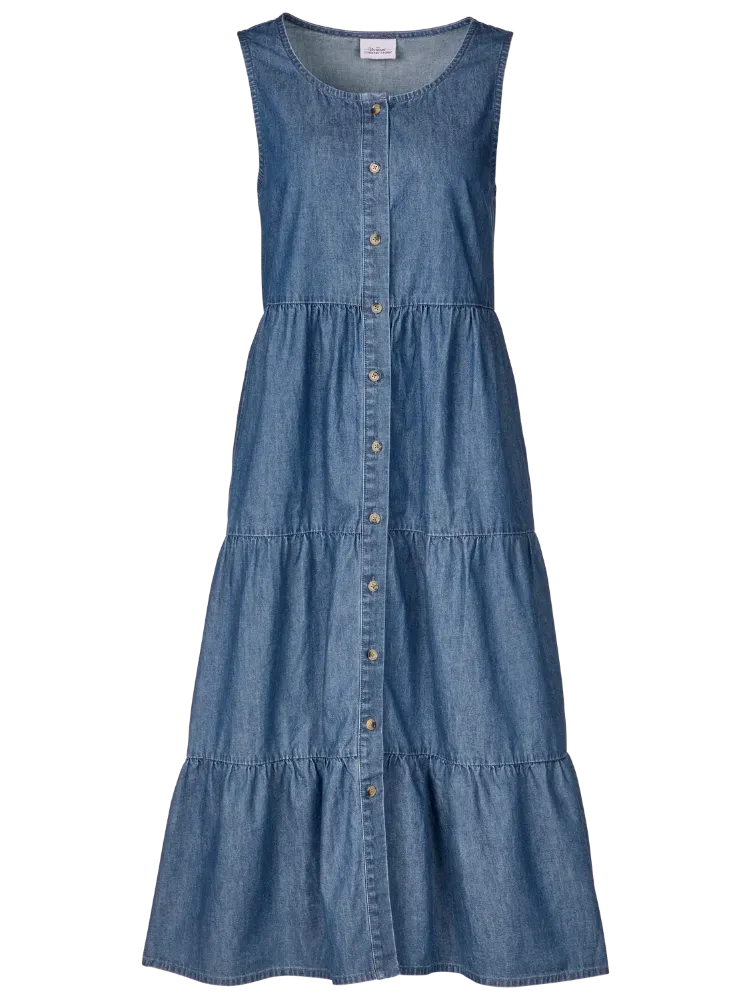 Tiered Cotton Chambray Jumper