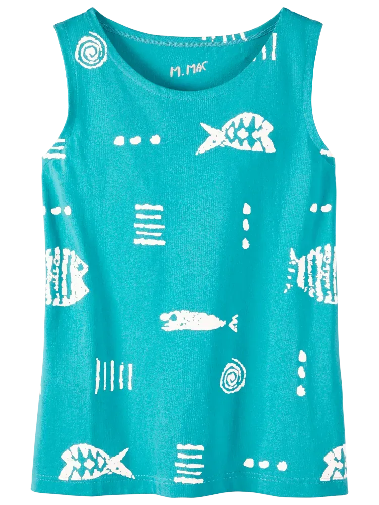 M.MAC Rock Fish Sleeveless Cotton Knit Top