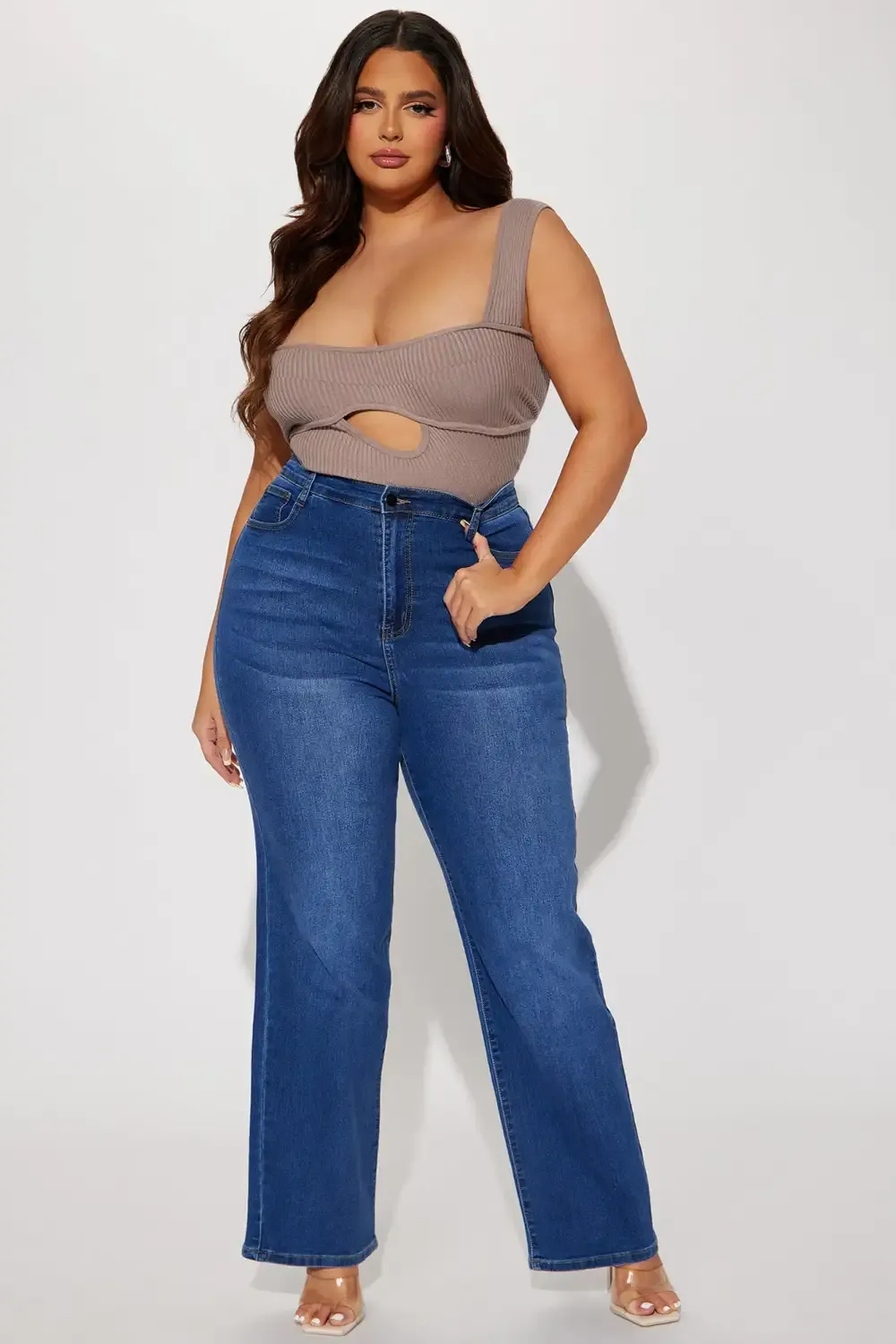 Simply Basic Stretch Straight Jeans - Medium Wash