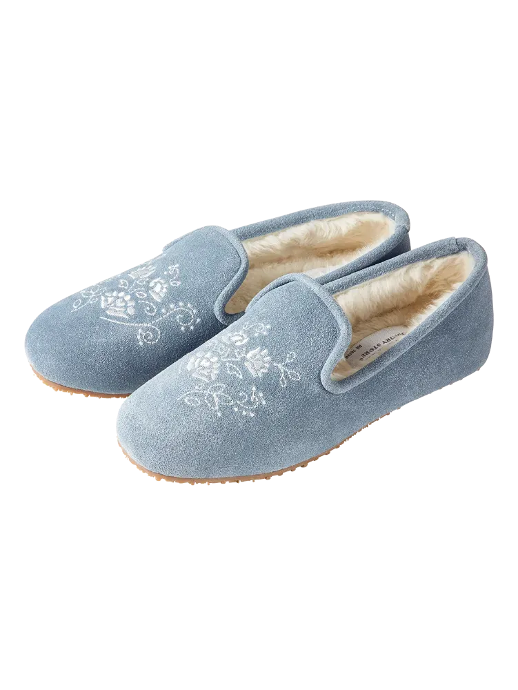 Women's Embroidered Suede Ballet Slippers