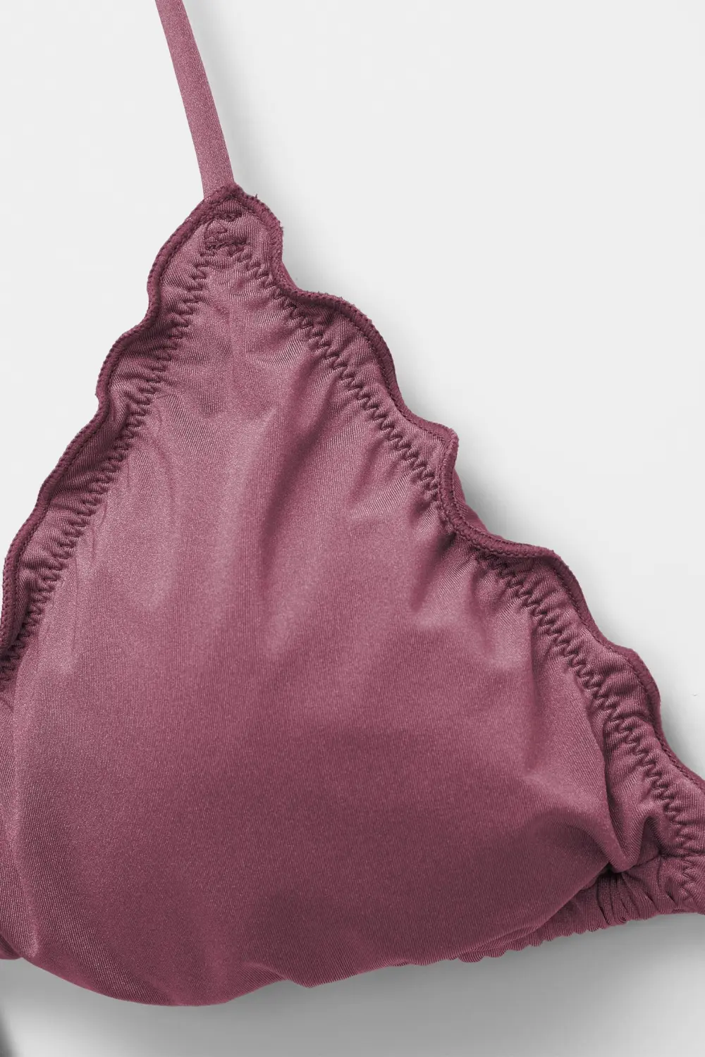 Ruffled triangle bikini top