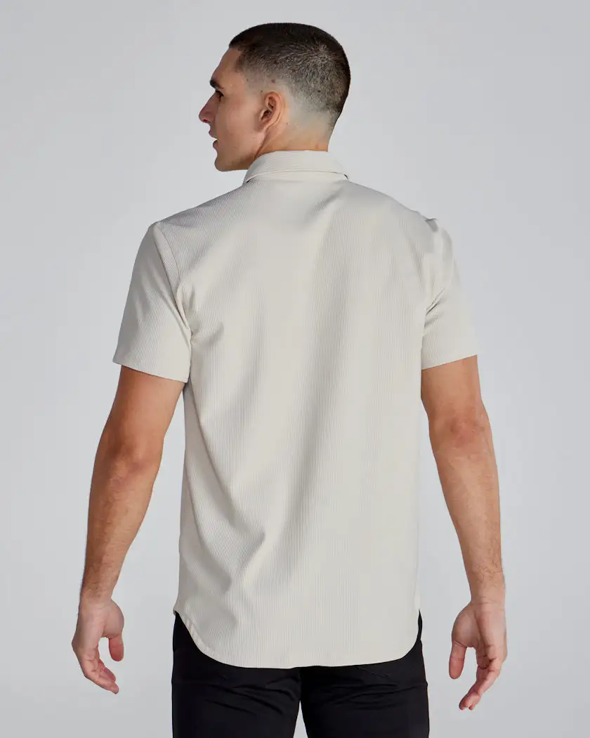 Ribbed+ Short Sleeve Button Down