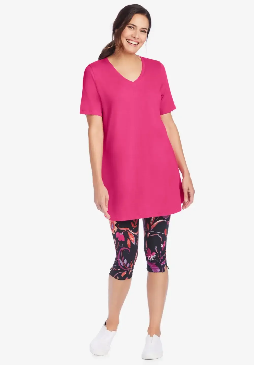 Perfect Short-Sleeve V-Neck Tunic