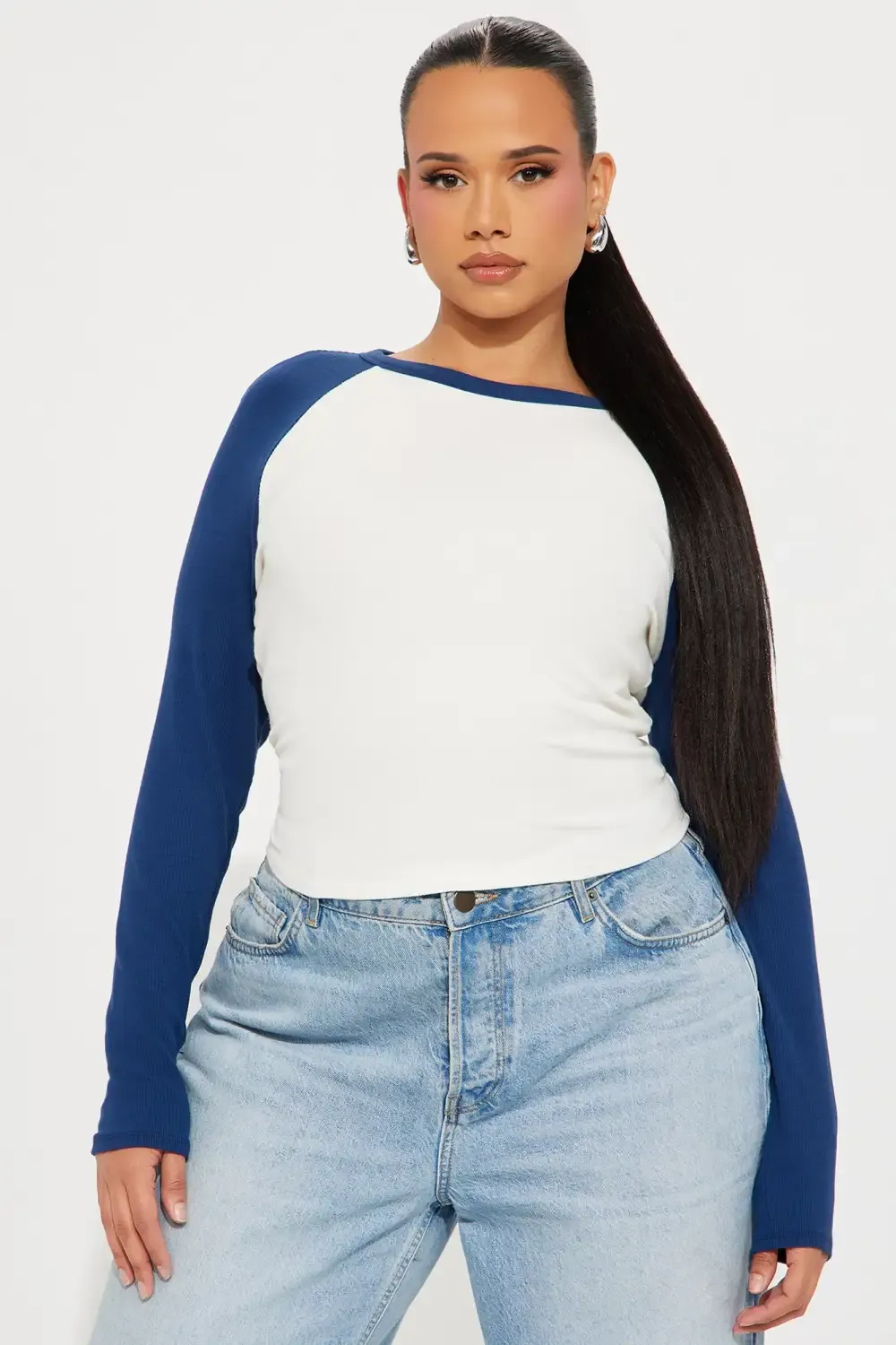 Kendra Raglan Top - Navy/combo
