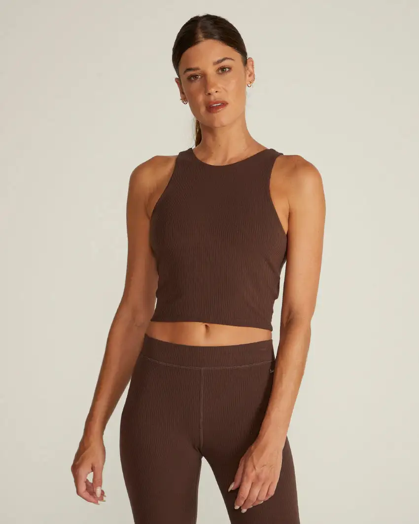 Rib High-Neck Longline Bra