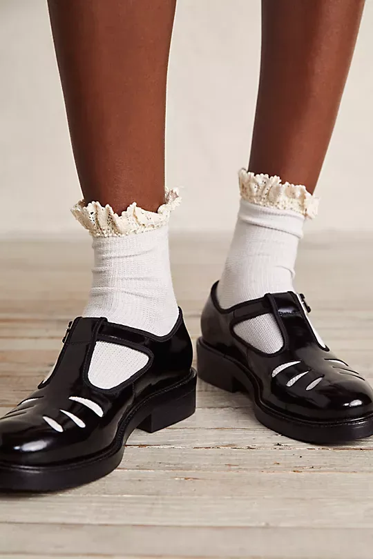 Waffle Knit Ankle Socks Orange