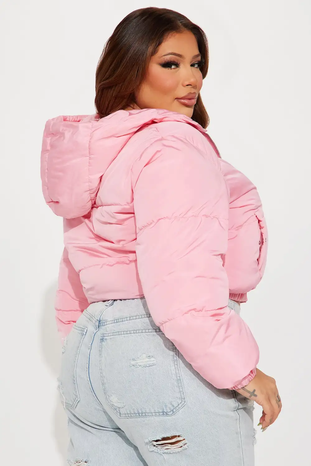 Can't Be Beat Cropped Puffer Jacket - Pink