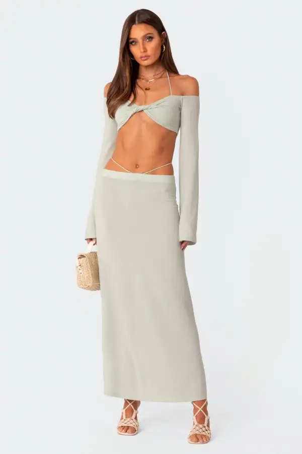 Celeste Off Shoulder Twist Crop Top