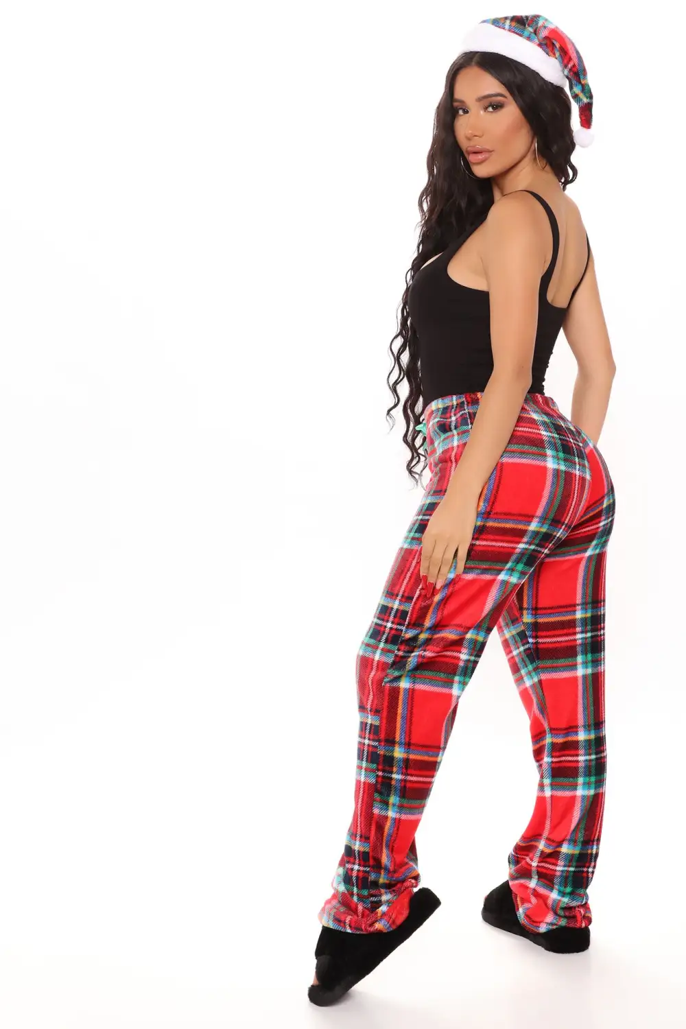 Snuggle Season Hat And Plush Pant Set - Red/combo
