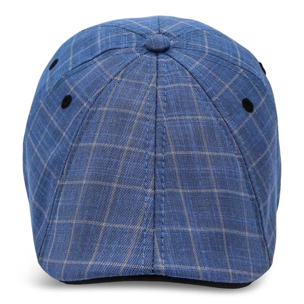 The 8-Panel Plaid Trainer Boston Scally Cap - Steel Blue Plaid