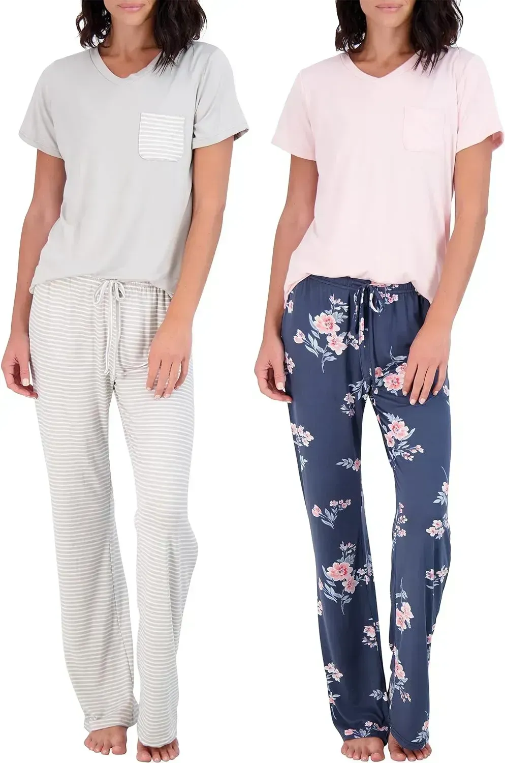 2 Pack: Women’s Pajama Set Super-Soft Short & Long Sleeve Top With Pants (Available In Plus Size)