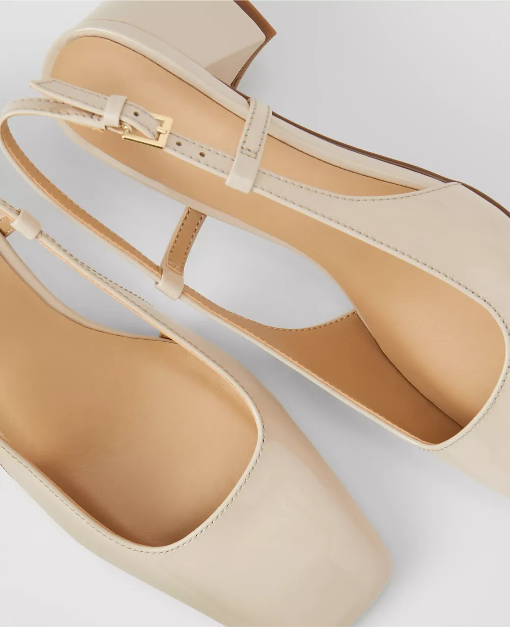 Patent Block Heel Slingback Pumps