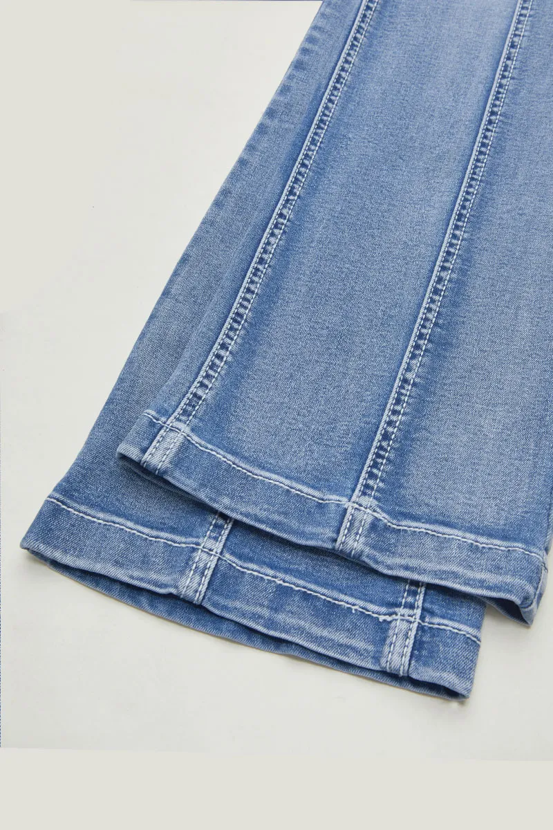 Stitch Detail High Waist Bootcut Jeans Without Belt