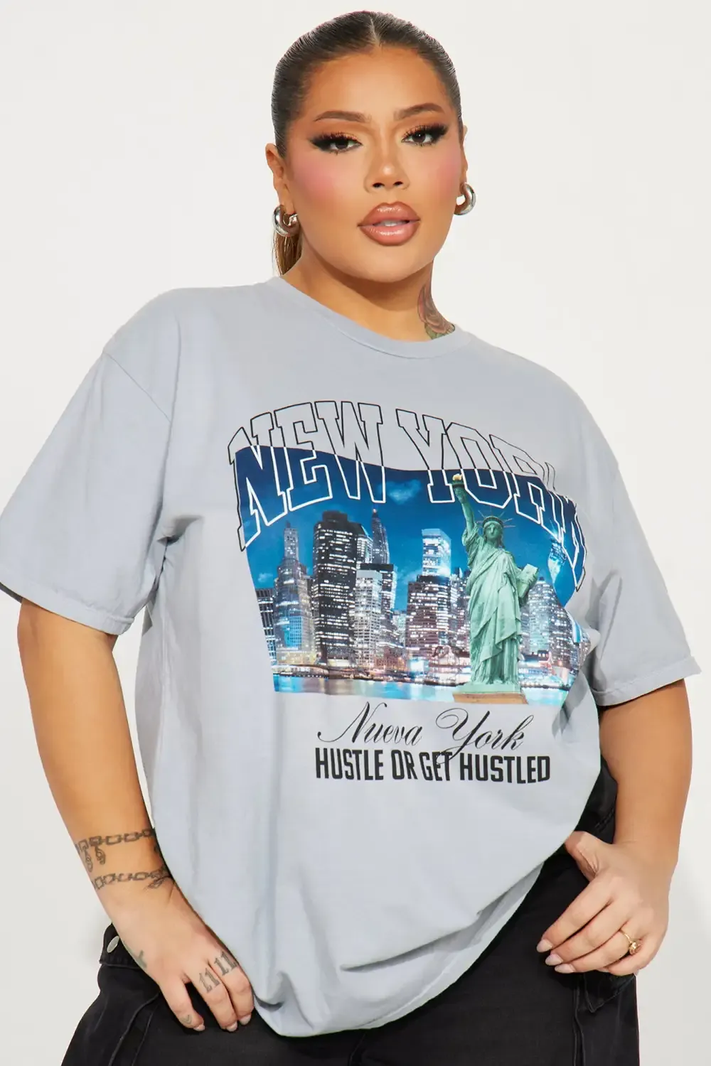 NY Hustle Or Get Hustled Short Sleeve Tee - Grey/combo