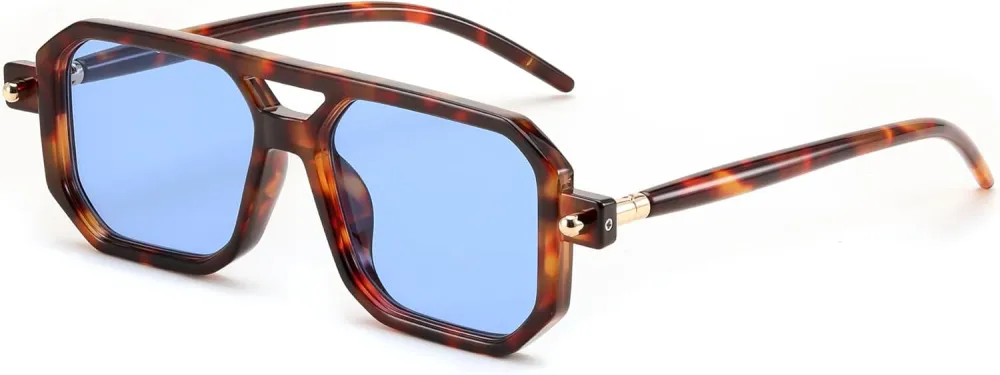 FEISEDY Vintage Square 70s Flat Aviator Sunglasses Women Men Classic Retro Stylish Frame UV400 Sunglasses B2622