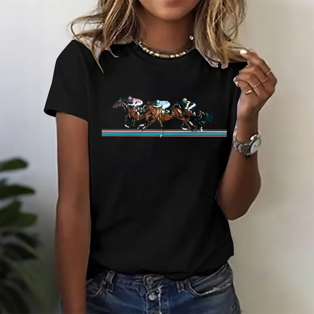 Horse Race Graphic Print T-Shirt