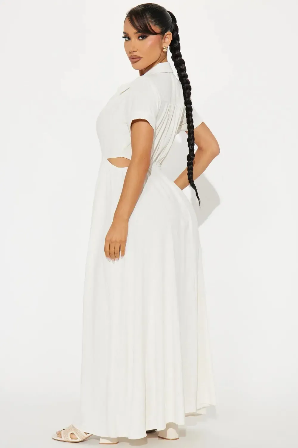 Linen Maxi Shirt Dress - Oatmeal