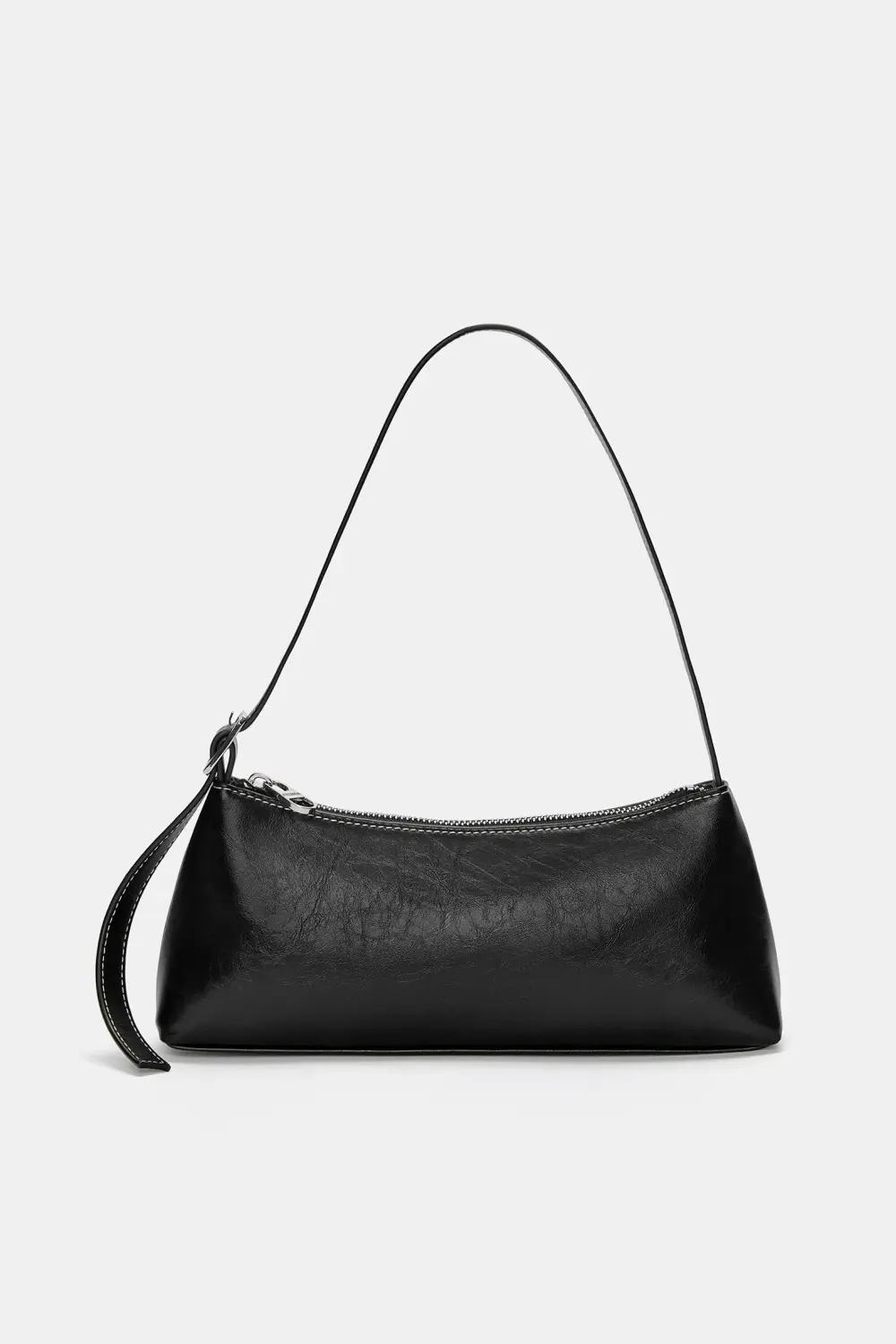 Bolso de hombro alargado pespuntes