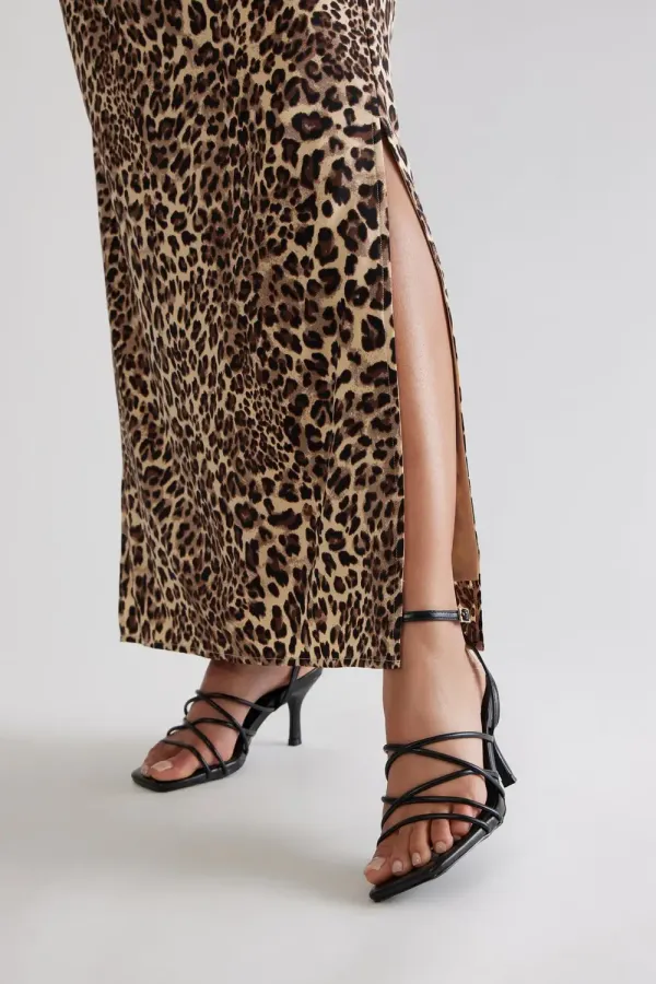 Meliora Faux Leather Ankle Strap Heels - Black