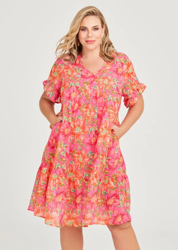 Ruffle Sleeve Midi Dress