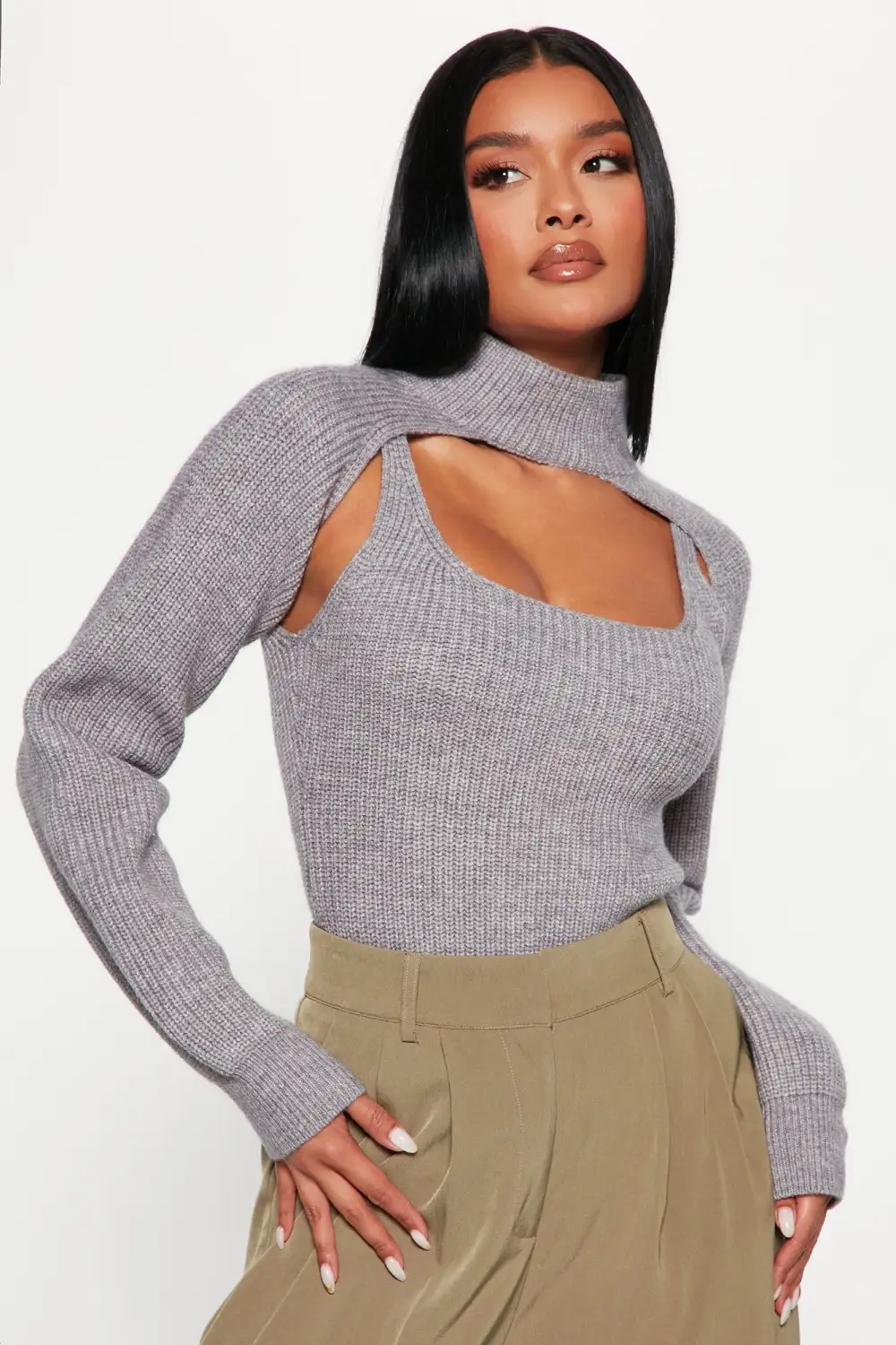 Dynamic Duo Sweater Set - Heather Grey