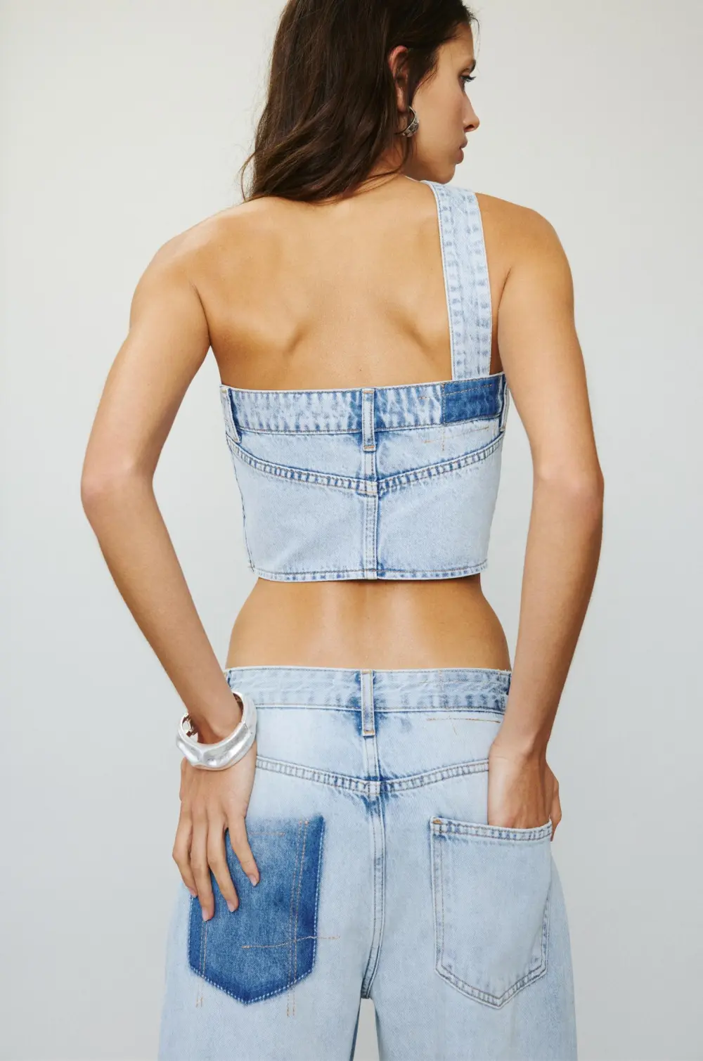 Patchwork denim top