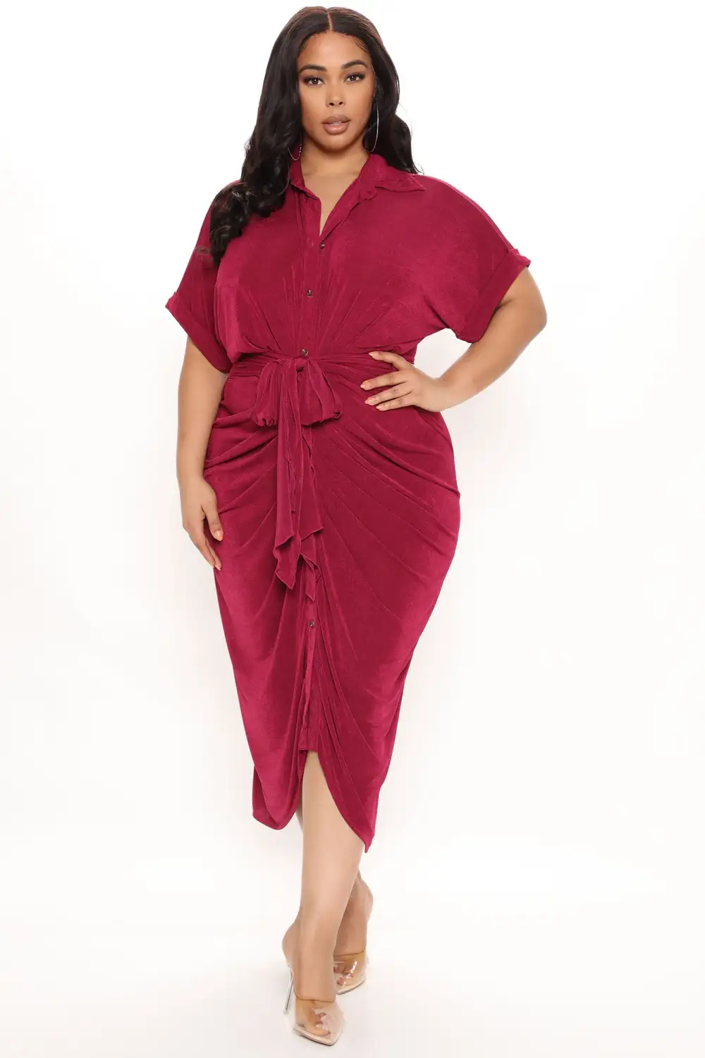 City Mood Slinky Midi Dress - Raspberry