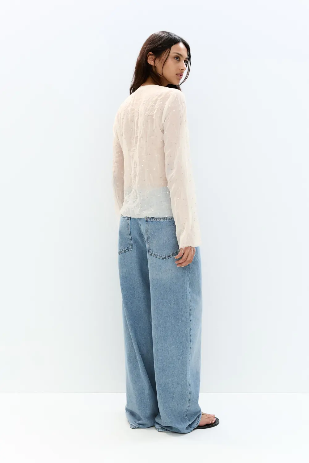 Sequined tulle blouse