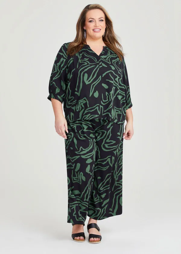 Natural Abstract Print Top