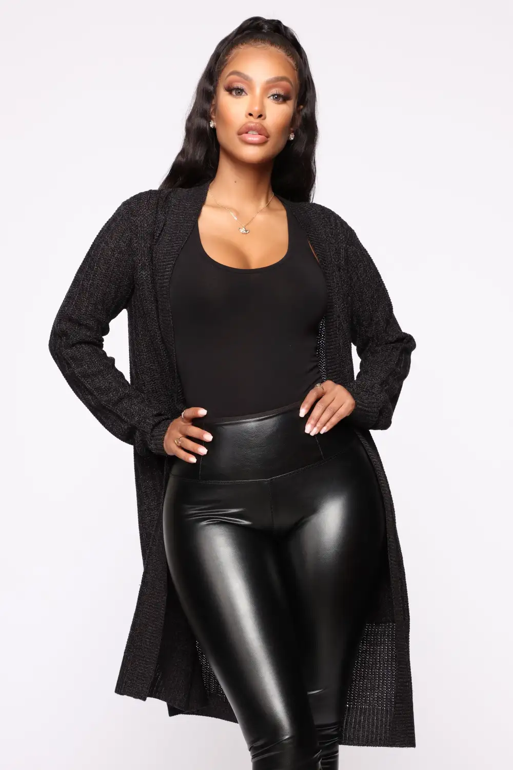 Throw It On Ribbed Cardigan - Black/Charcoal