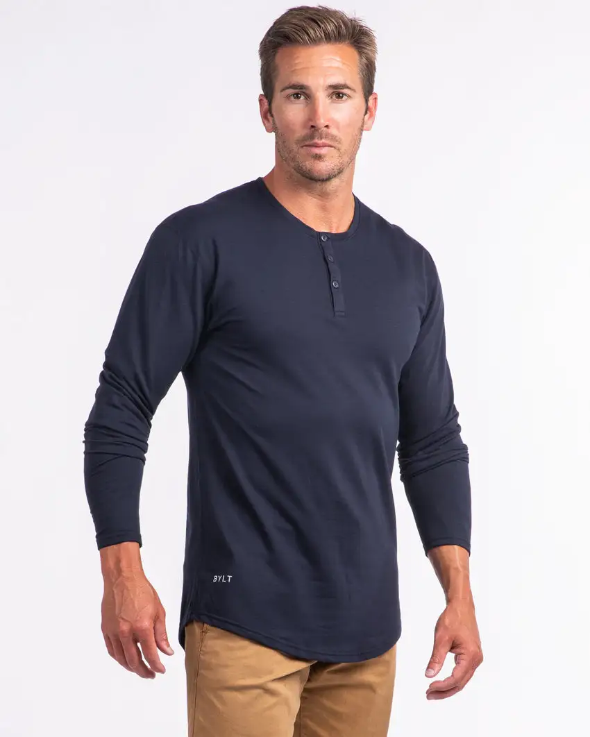 Henley Drop-Cut Long Sleeve: Lux