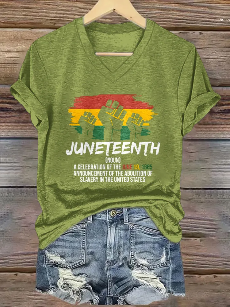 Women'S Juneteenth V-Neck Short-Sleeved T-Shirt
