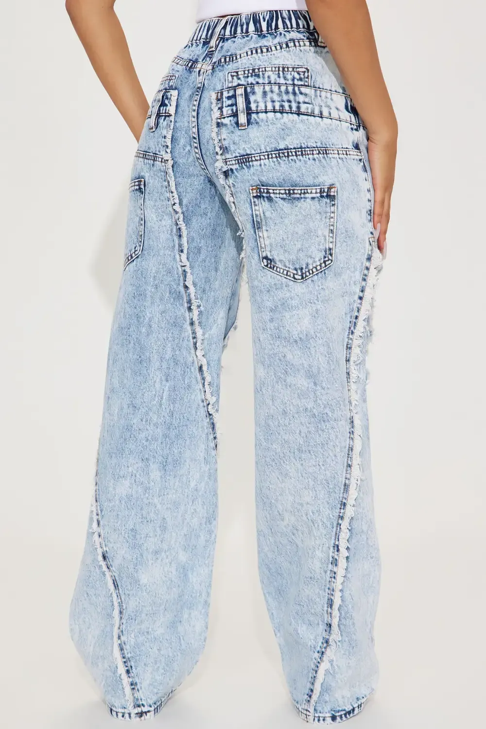 New Era Easy Waist Ripped Jeans - Light Wash