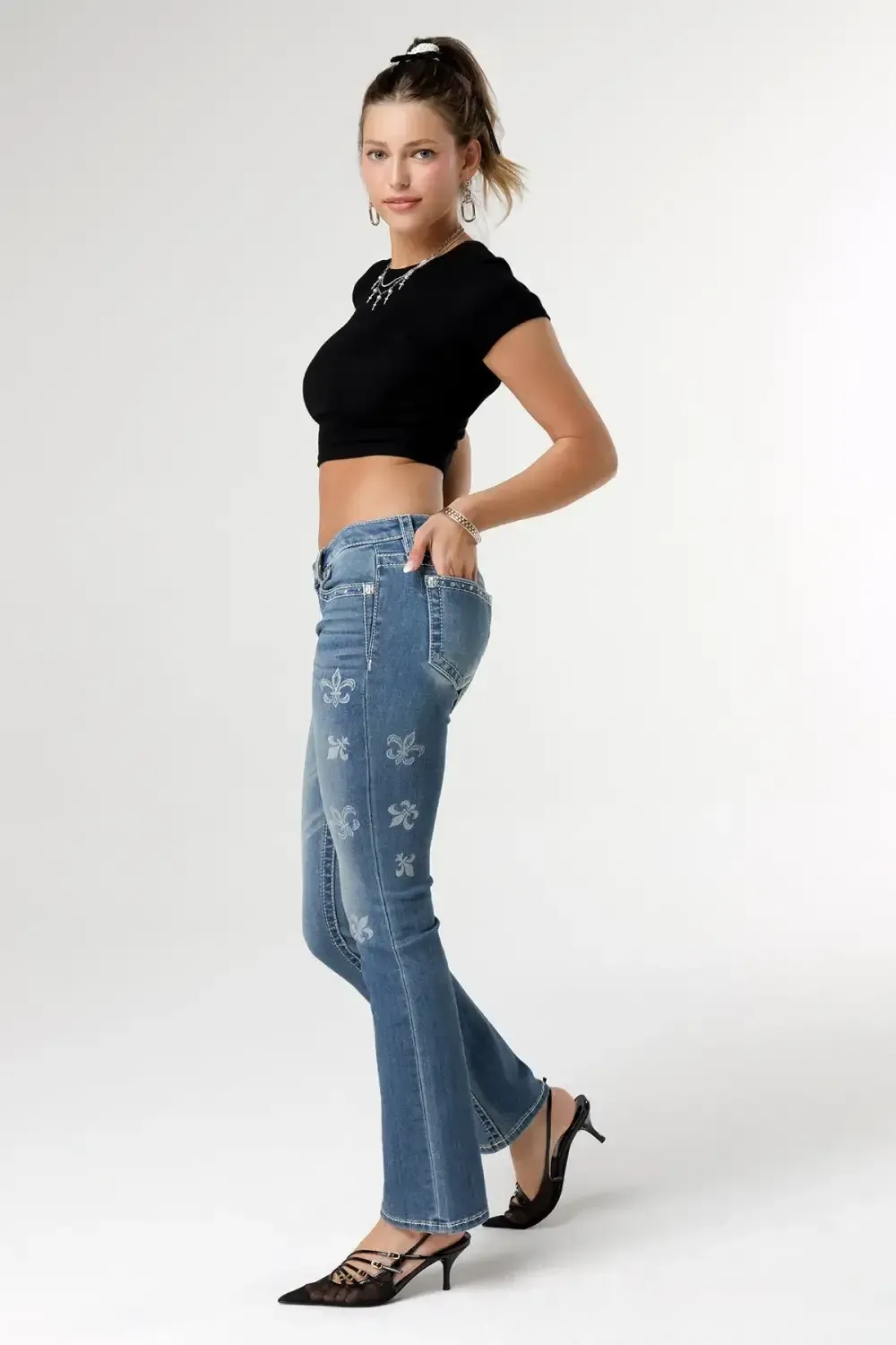 Scattered Fleur Slim Bootcut Jeans