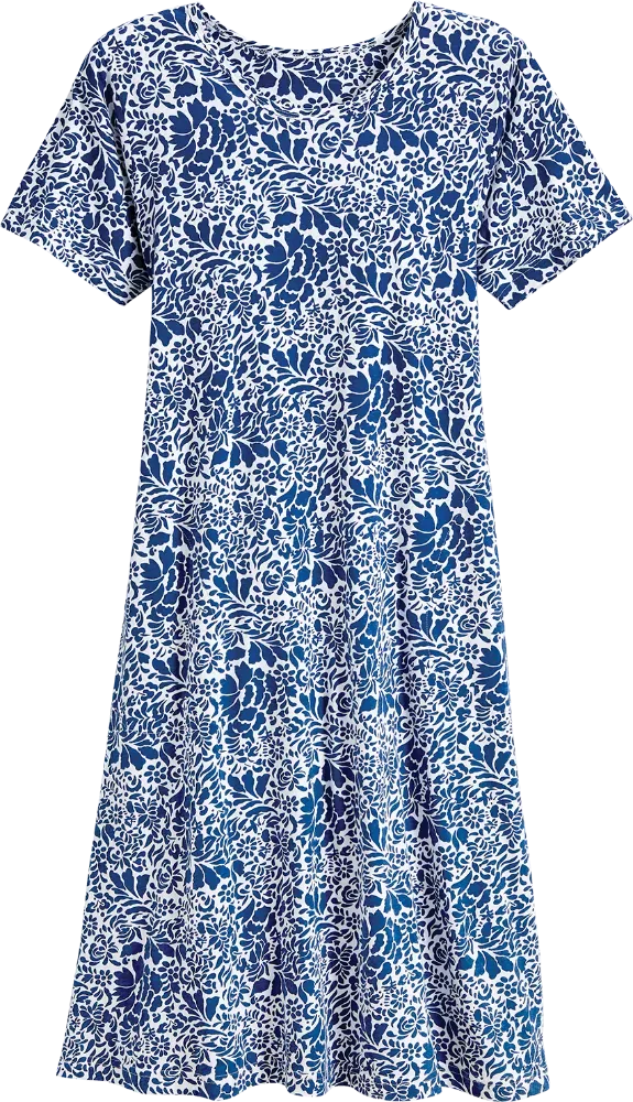 Pretty Blossoms Cotton Knit A-Line Dress