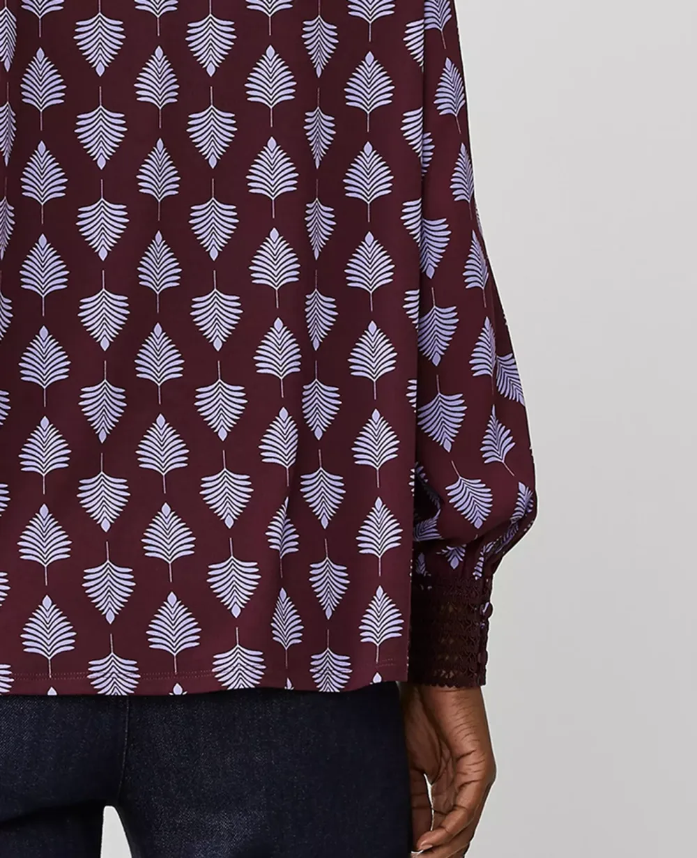 Petite Pleat Neck Lace Cuff Top