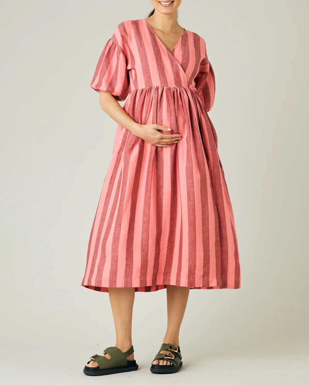 BLUSH STRIPE LINEN DRESS