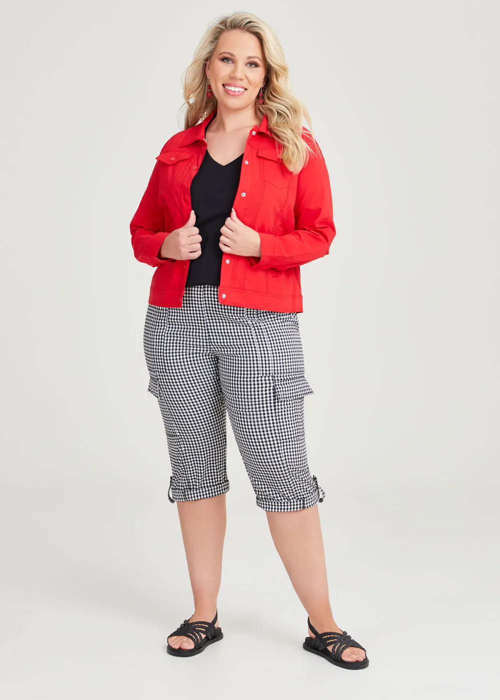 Castaway Gingham Cargo Crop Pant