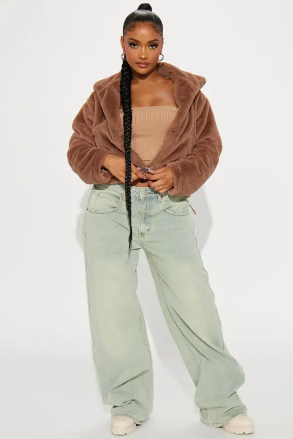 So Effortless Faux Fur Jacket - Brown